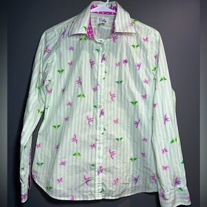Lilly Pulitzer Butterfly Stripe Button-Down Shirt – Size 8